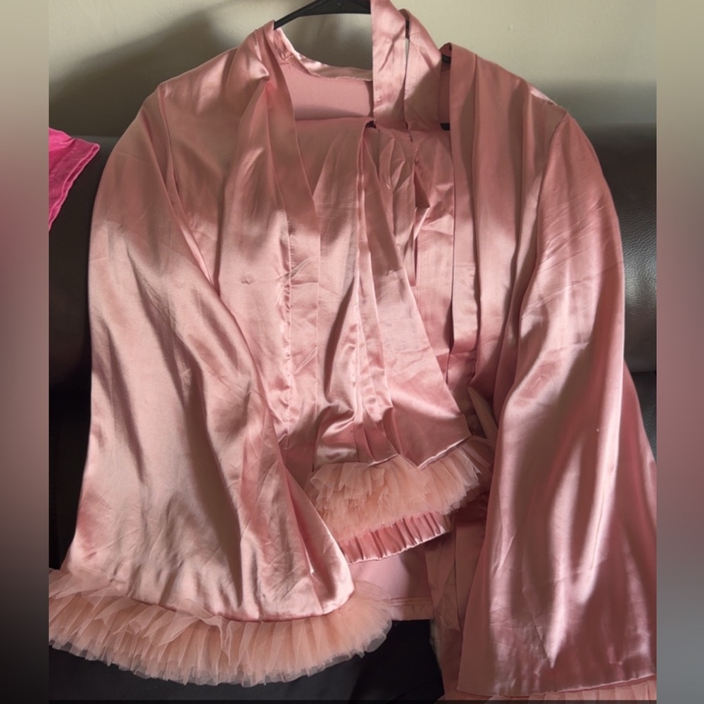 Elegant Pink Women's Satin Robe